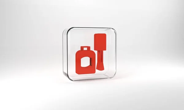 Red Bottle Nail Polish Icon Isolated Grey Background Glass Square — Stockfoto
