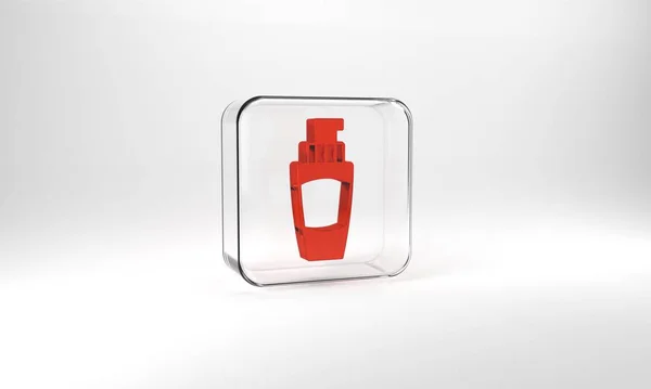 Red Tube Hand Cream Icon Isolated Grey Background Glass Square — Stockfoto