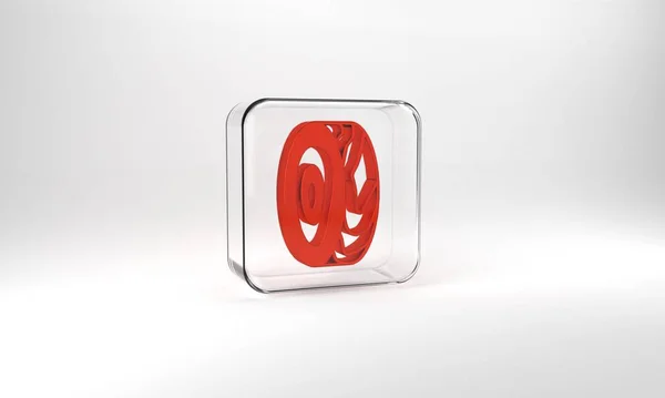 Red Tree Rings Icon Isolated Grey Background Wooden Cross Section — 图库照片