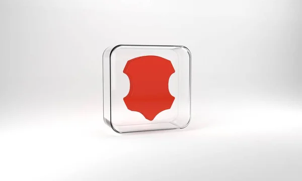 Красная Иконка Сером Фоне Стеклянная Кнопка Рендеринг — стоковое фото
