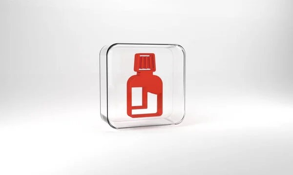 Red Mouthwash Plastic Bottle Icon Isolated Grey Background Liquid Rinsing — Stockfoto
