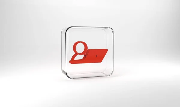 Red Video Chat Conference Icon Isolated Grey Background Online Meeting — Zdjęcie stockowe