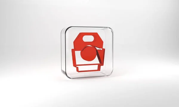 Red Asian Noodles Paper Box Icon Isolated Grey Background Street — 스톡 사진