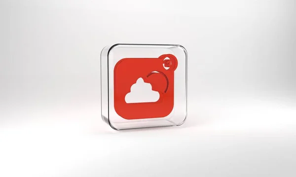 Red Weather Forecast App Icon Isolated Grey Background Glass Square — Stockfoto