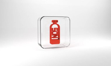 Red Nitrous oxide icon isolated on grey background. Glass square button. 3d illustration 3D render.