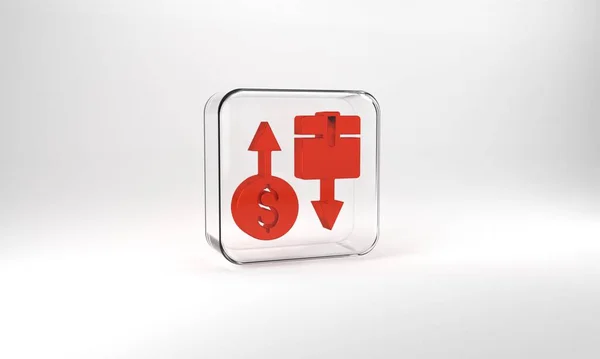 Red Tax Carton Cardboard Box Icon Isolated Grey Background Box — Photo