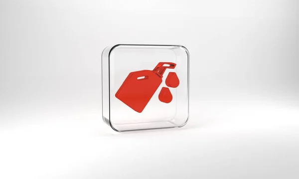 Red Canister Motor Machine Oil Icon Isolated Grey Background Oil — Stockfoto