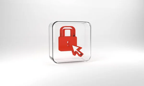 Red Lock Icon Isolated Grey Background Padlock Sign Security Safety — Zdjęcie stockowe