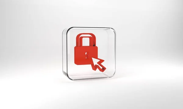 Red Lock Icon Isolated Grey Background Padlock Sign Security Safety — Stock Photo, Image