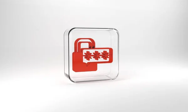 Red Cyber Security Icon Isolated Grey Background Closed Padlock Digital — Zdjęcie stockowe
