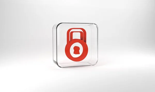 Red Lock Icon Isolated Grey Background Padlock Sign Security Safety — Stock Photo, Image