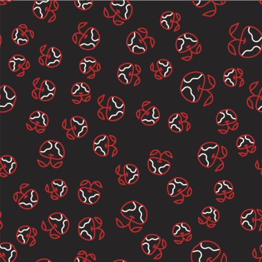 Çizgi Elması simgesi siyah arkaplanda kusursuz desen izole etti. Fazla kilolu. Sağlıklı diyet menüsü. Fitness diyeti elması. Vektör.