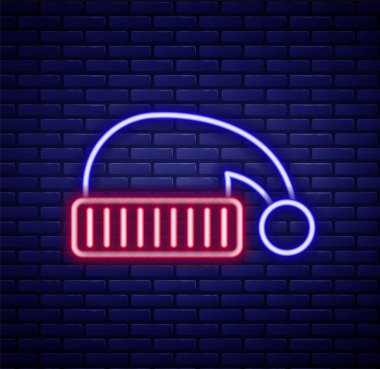 Glowing neon line Sleeping hat icon isolated on brick wall background. Cap for sleep. Colorful outline concept. Vector.