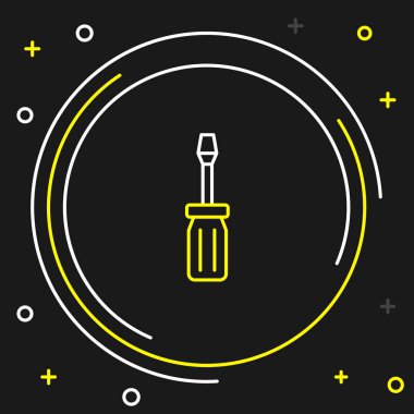 Çizgi Tornavida simgesi siyah arkaplanda izole edildi. Servis aracı sembolü. Renkli taslak konsepti. Vektör.