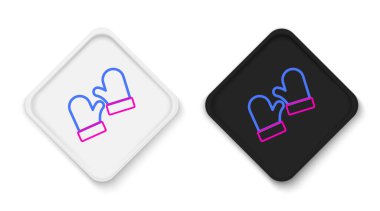 Beyaz arka planda izole edilmiş bir çift örgü Noel eldiveni ikonu. Mitten simgesi. Mutlu Noeller ve mutlu yıllar. Renkli taslak konsepti. Vektör.