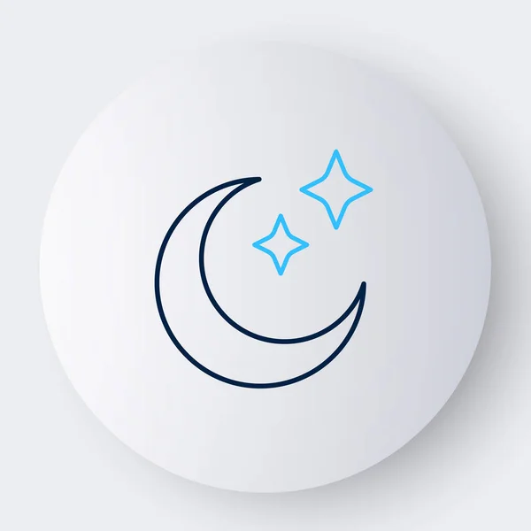 Line Moon Stars Icon Isolated White Background Cloudy Night Sign — Stock Vector