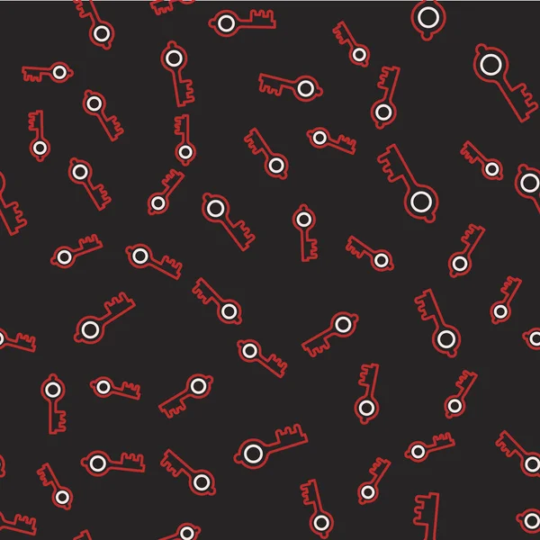 Line Old magic key icon isolated seamless pattern on black background. Vector.