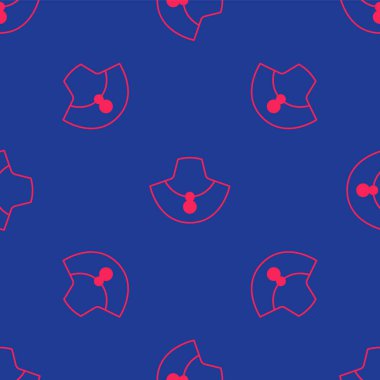 Manken ikonundaki kırmızı kolye mavi arkaplandaki kusursuz deseni izole etti. Vektör.