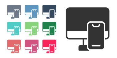 Siyah Çevrimiçi sipariş ve fast food dağıtım ikonu beyaz arka planda izole edildi. Simgeleri renklendirin. Vektör.