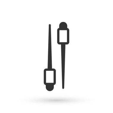 Gri Yemek çubukları simgesi beyaz arka planda izole edilmiş. Asya yemekleri için tahta Kore çubukları. Doğulu aletler. Vektör.