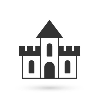 Gri Kum Kalesi simgesi beyaz arka planda izole edildi. Vektör.