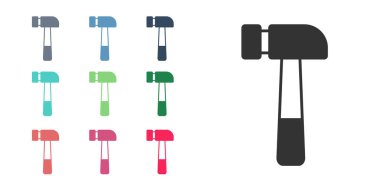 Siyah Tokmak simgesi beyaz arkaplanda izole edildi. Tamir için bir araç. Simgeleri renklendirin. Vektör.