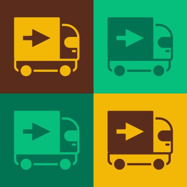Pop Art Delivery kargo kamyonu ikonu renk arkaplanında izole edildi. Vektör.