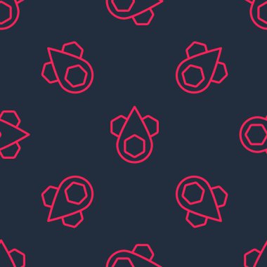 Kırmızı çizgi bal peteği simgesi siyah arkaplanda izole edilmiş. Bal hücrelerinin sembolü. Tatlı doğal yemek. Vektör.