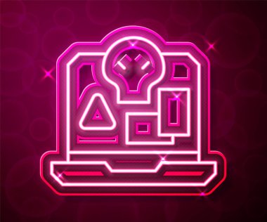 Glowing neon line Internet piracy icon isolated on red background. Online piracy. Cyberspace crime with file download and movies sharing. Vector.