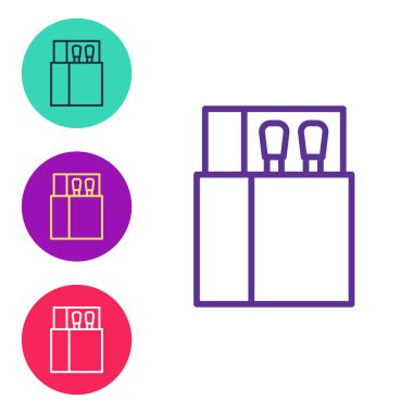 Set line Open matchbox and matches icon isolated on white background. Set icons colorful. Vector.