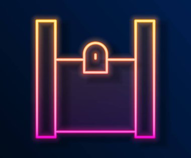 Parlayan neon hattı kağıt poşet ikonu siyah arka planda izole edildi. Paket işareti. Vektör.