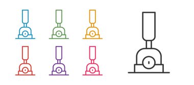 Set line Arrow for switching the railway icon isolated on white background. Old railway tracks. Set icons colorful. Vector.