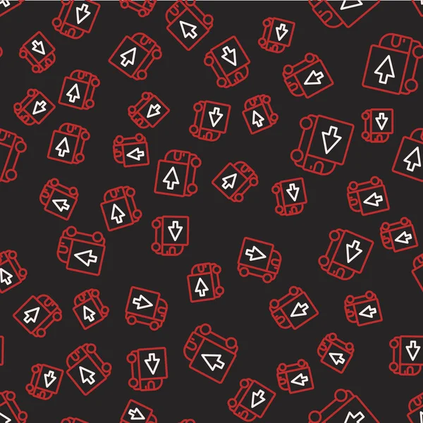 Çizgi teslimat kamyonu ikonu siyah arka planda izole edilmiş kusursuz desen. Vektör.