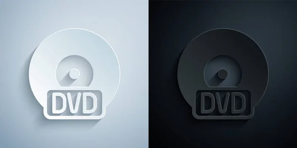 Paper Cut Dvd Disk Icon Isolated Grey Black Background Compact — 스톡 벡터