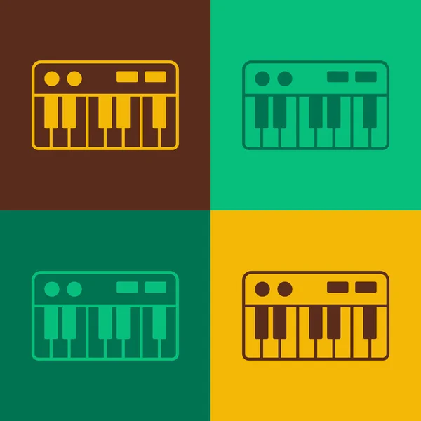 流行艺术音乐合成器图标孤立于色彩背景 电子钢琴B — 图库矢量图片