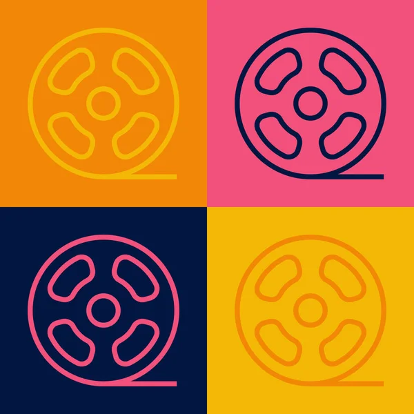 Pop Art Line Film makarası ikonu renk arkaplanında izole edildi. Vektör.