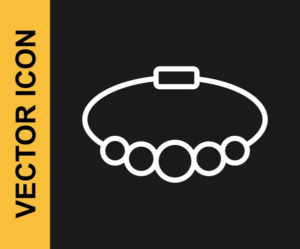 White Line Bracelet Jewelry Icon Isolated Black Background Bangle Sign — Stock Vector