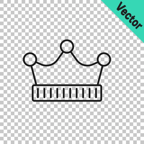 Black Line King Crown Icon Isolated Transparent Background Vector — Stock Vector