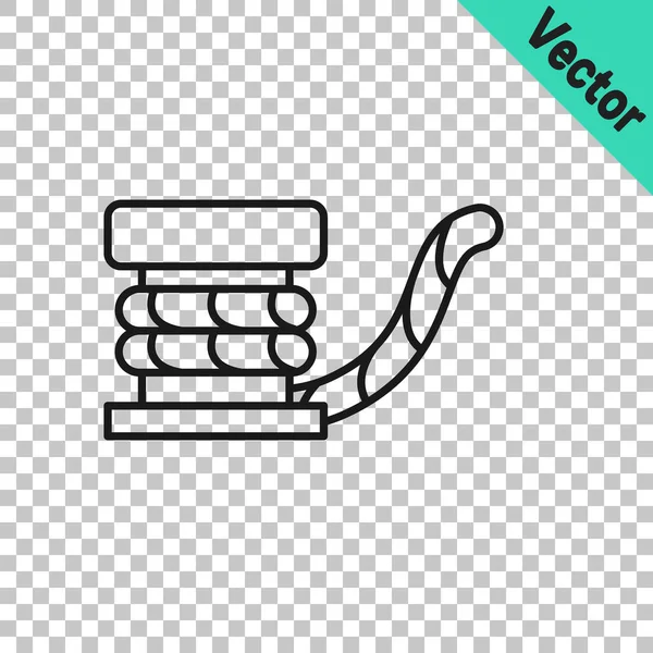 Black Line Marine Bollard Rope Tied Pier Icon Isolated Transparent — Vector de stock