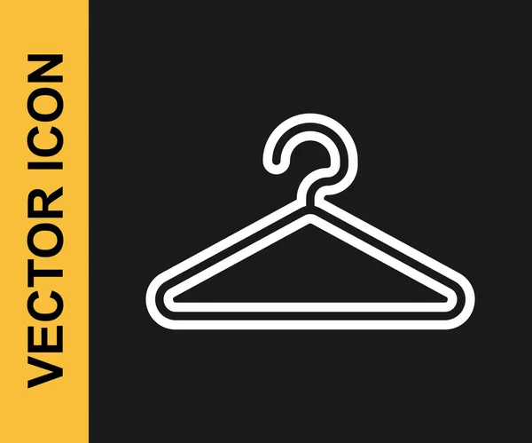 Weiße Linie Kleiderbügel Symbol Isoliert Auf Schwarzem Hintergrund Garderoben Ikone — Stockvektor