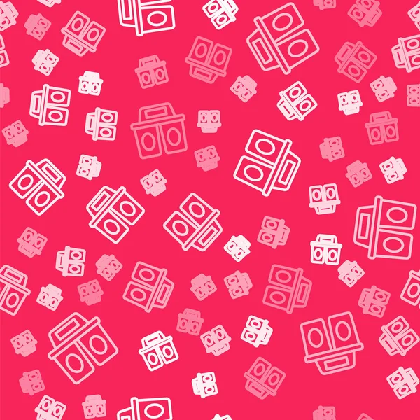 Beyaz çizgi kahve fincanı kırmızı arka planda izole edilmiş bir ikon haline gelecek. Vektör.