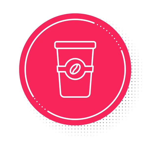 Línea Blanca Taza Café Para Icono Aislado Sobre Fondo Blanco — Vector de stock