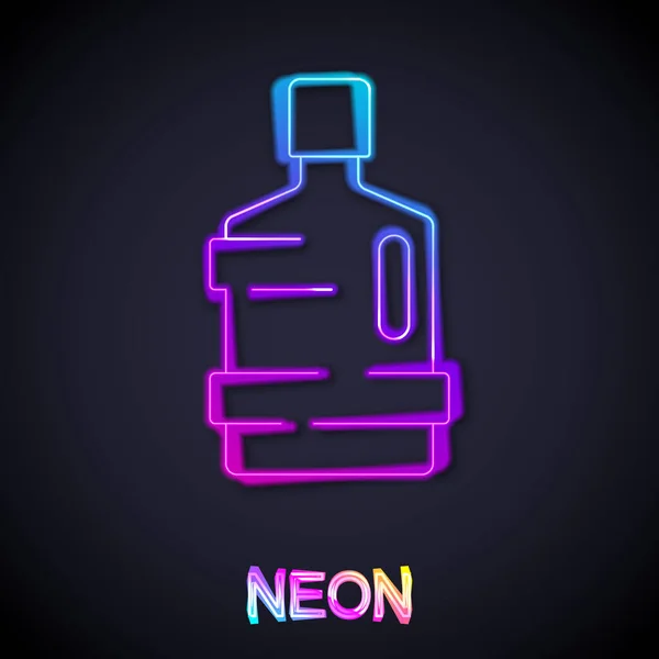 Świecący Neon Linii Duża Butelka Ikoną Czystej Wody Izolowane Czarnym — Wektor stockowy
