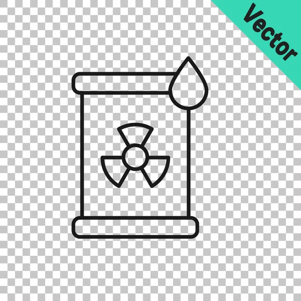 Черная Линия Радиоактивных Отходов Бочке Значок Изолирован Прозрачном Фоне Ядовитый — стоковый вектор