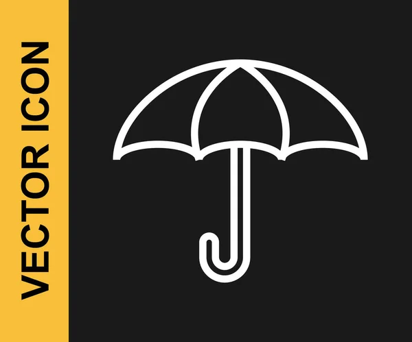 White Line Umbrella Icon Isolated Black Background Insurance Concept Waterproof — стоковый вектор