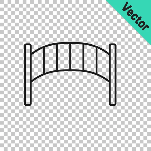 Black Line Playground Kids Bridge Icon Isolated Transparent Background Vector — Vetor de Stock