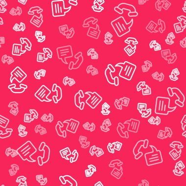 Beyaz hat Telefon 24 saat boyunca kırmızı arkaplanda izole edilmiş ikon desteği. Tüm gün müşteri destek merkezi. Tam zamanlı çağrı servisi. Vektör.