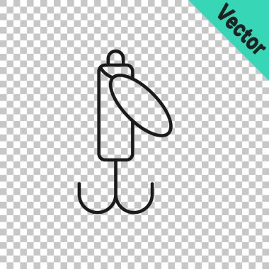 Black line Fishing lure icon isolated on transparent background. Fishing tackle. Vector.