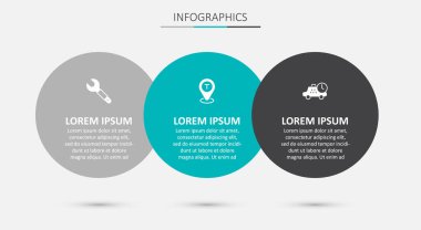 Set Location taxi car Wrench spanner and Taxi waiting time. Business infographic template. Vector.