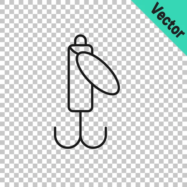 Schwarze Linie Angeln Köder Symbol Isoliert Auf Transparentem Hintergrund Angeln — Stockvektor